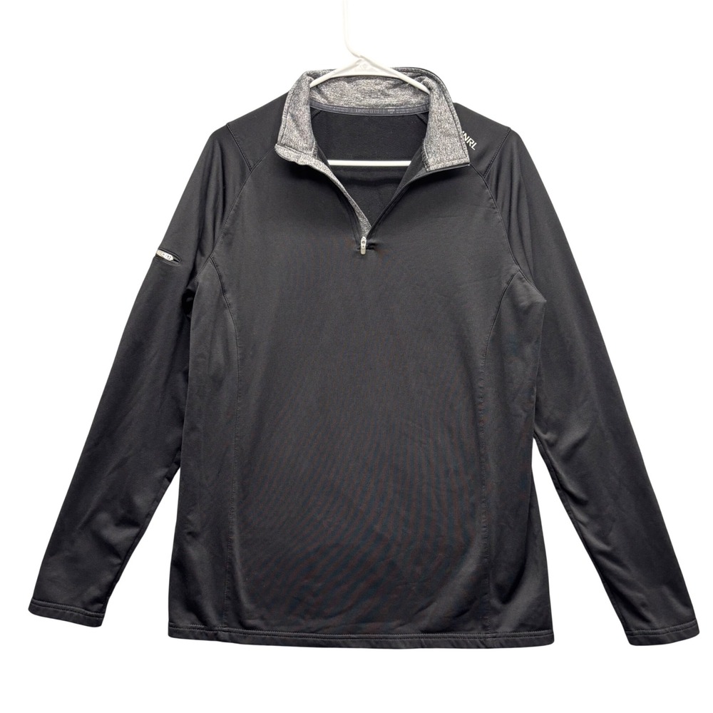 UNRL Elite Mens Quarter Zip Pullover Black Performance Activewear Size M